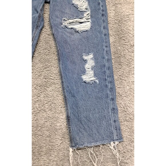 Old Navy Jeans Womens Sz 2 Slouchy Straight Leg Denim Blue ButtonFly Distressed - Picture 4 of 13